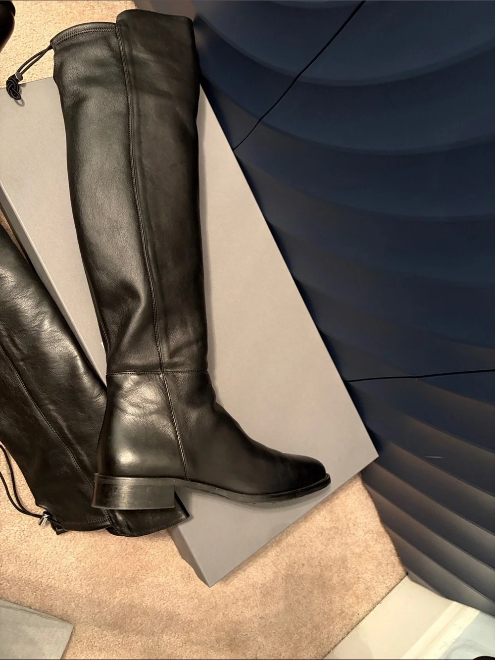 Aquatalia Black Leather Norina Napa Stretch Boot Size 11M